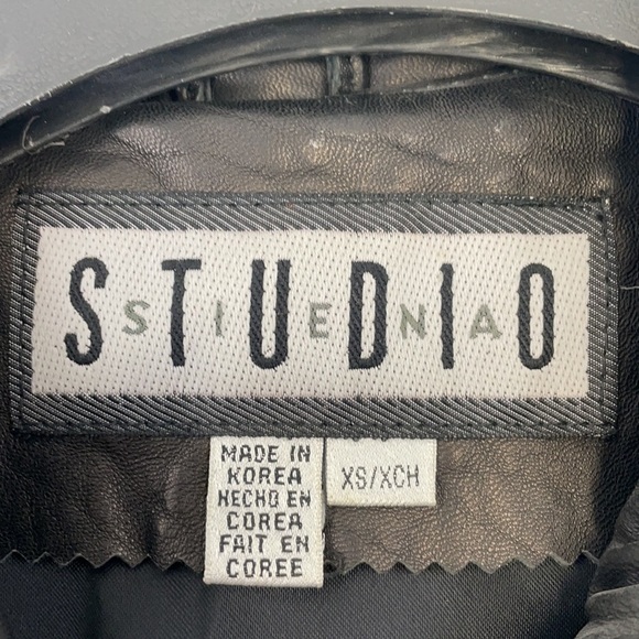 STUDIO LEATHER BELTED VEST SZ XS BLACK - Picture 6 of 8